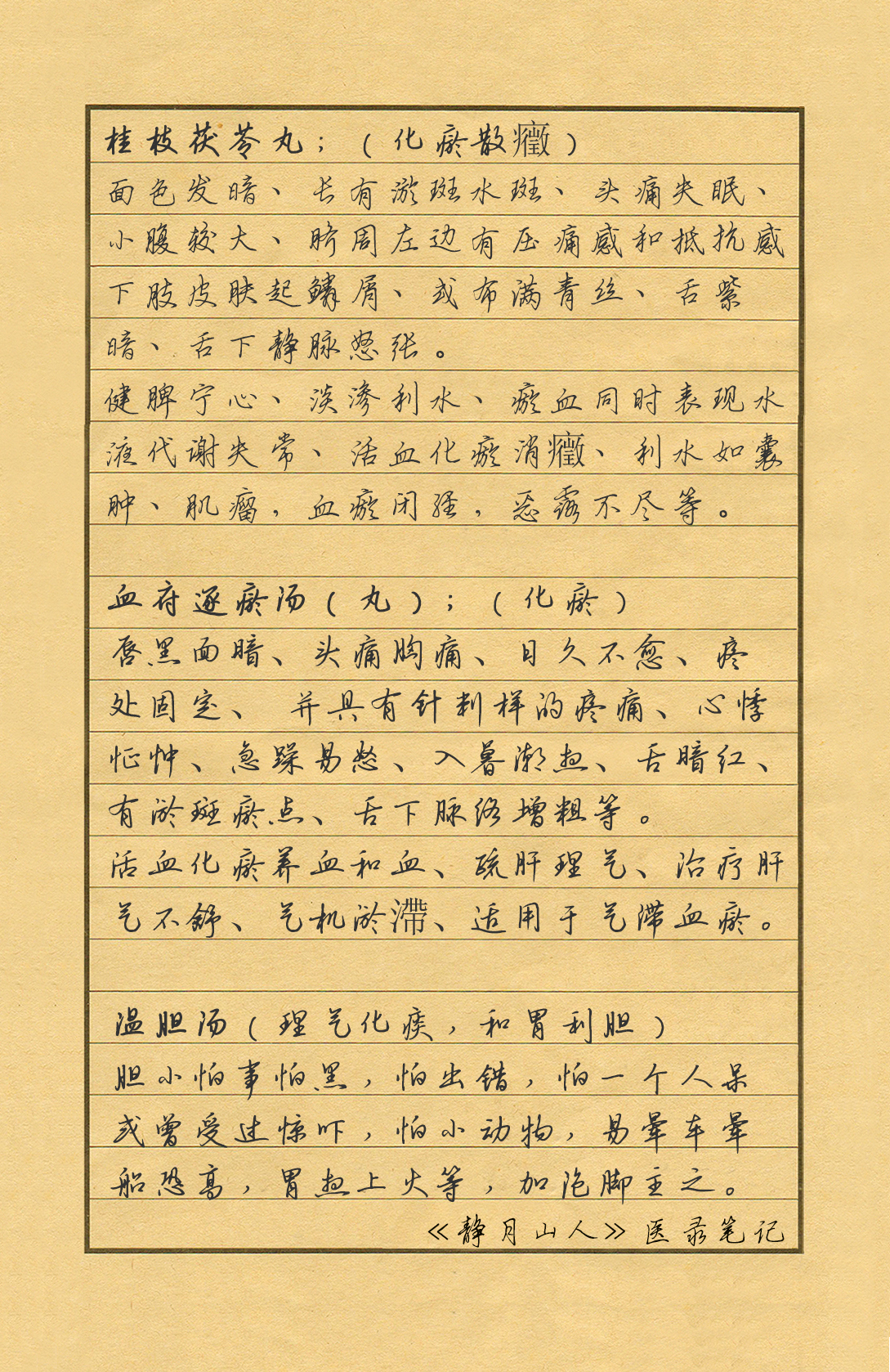 经方桂枝茯苓丸、血府逐瘀汤、温胆汤辨症方法